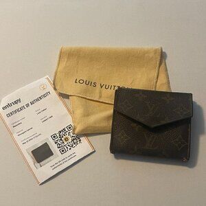 Vintage Louis Vuitton Trifold Monogram Wallet Unisex From Japan COA Included